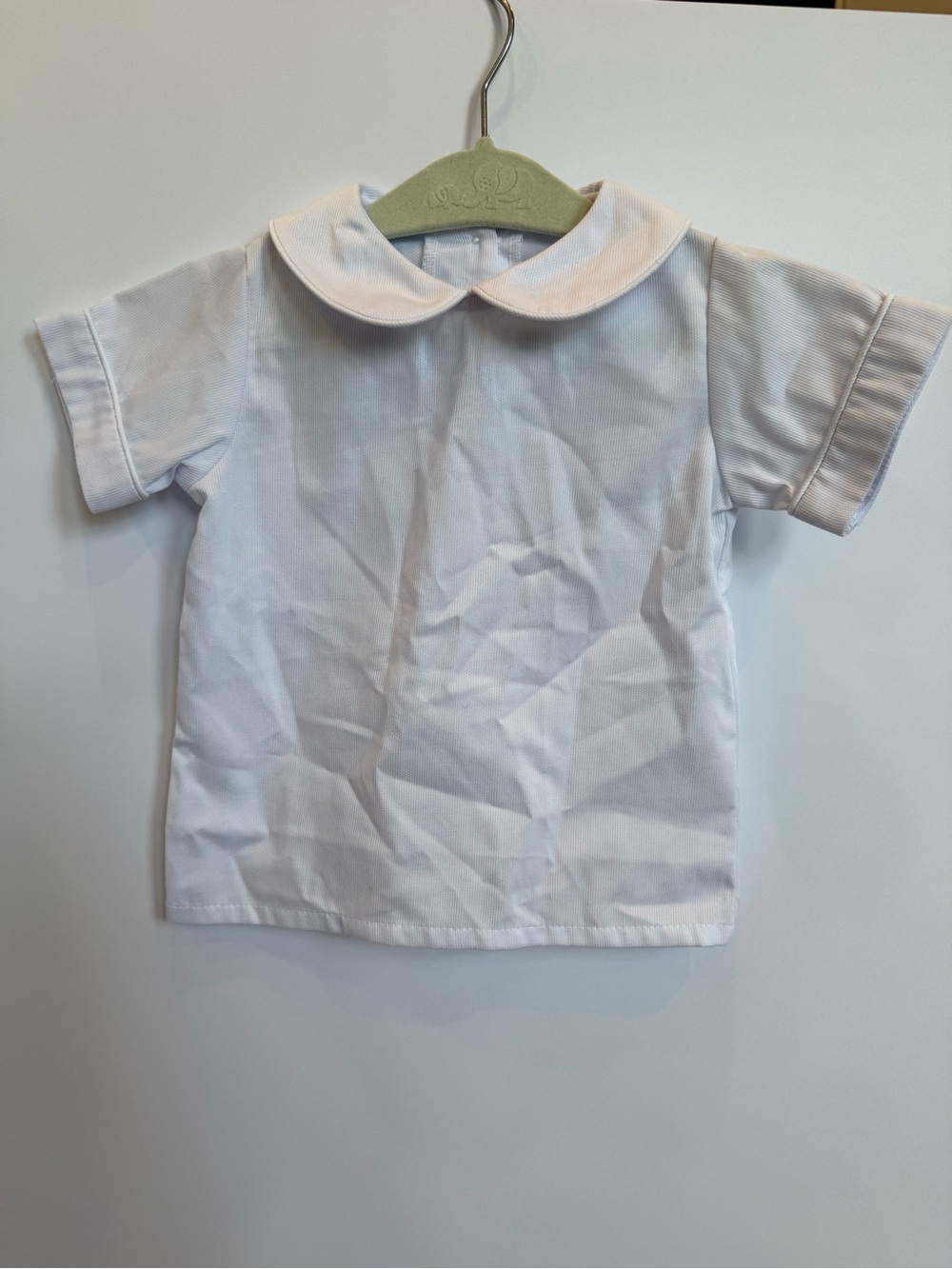 White Short-Sleeve Peter Pan Collar Kids Shirt